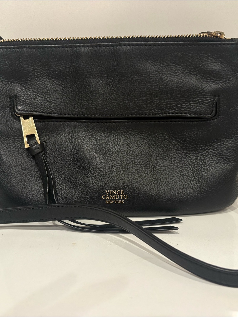 Vince Camuto Black Pebbled Leather Crossbody Bag